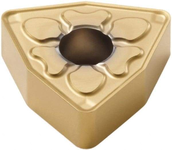 Seco - WNMG432 MF4 Grade TS2000 Carbide Turning Insert - TiAlN/TiN Finish, 80° Trigon, 1/2" Inscr Circle, 3/16" Thick, 1/32" Corner Radius - Eagle Tool & Supply
