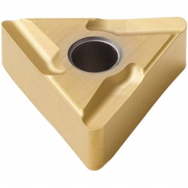 Seco - TNMG331 UX Grade TS2500 Carbide Turning Insert - TiAlN/TiN Finish, 60° Triangle, 3/8" Inscr Circle, 3/16" Thick, 1/64" Corner Radius - Eagle Tool & Supply