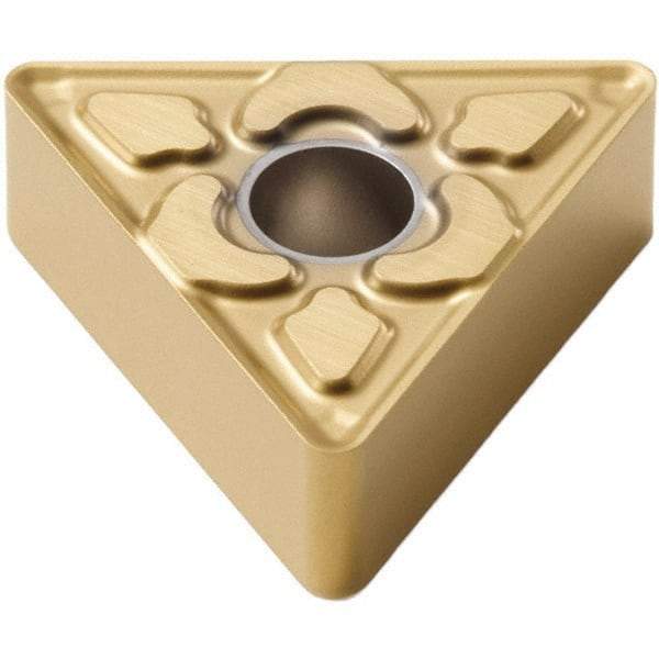 Seco - TNMG332 MF4 Grade TS2000 Carbide Turning Insert - TiAlN/TiN Finish, 60° Triangle, 3/8" Inscr Circle, 3/16" Thick, 1/32" Corner Radius - Eagle Tool & Supply