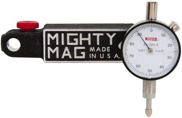 SPI - 0.001" Graduation, 0-100 Dial Reading, Indicator & Base Kit - 4-1/2" Base Length x 1-1/4" Base Width x 1" Base Height, 2" Dial Diam - Eagle Tool & Supply