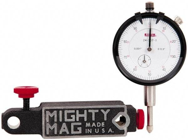 SPI - 0.001" Graduation, 0-100 Dial Reading, Indicator & Base Kit - 4-1/2" Base Length x 1-1/4" Base Width x 1" Base Height, 2" Dial Diam - Eagle Tool & Supply