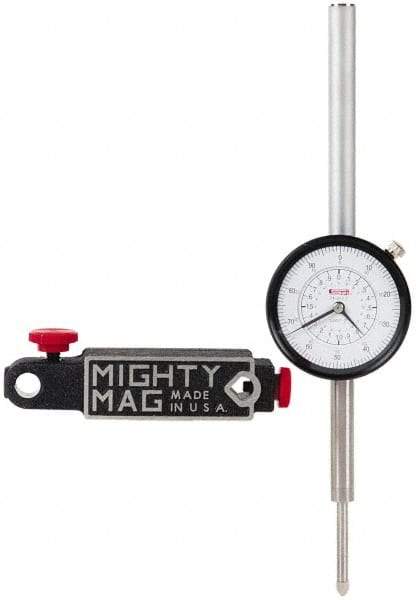 SPI - 0.001" Graduation, 0-100 Dial Reading, Indicator & Base Kit - 4-1/2" Base Length x 1-1/4" Base Width x 1" Base Height, 2-1/4" Dial Diam - Eagle Tool & Supply