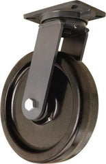 Hamilton - 12" Diam x 3" Wide x 15-1/2" OAH Top Plate Mount Swivel Caster - Phenolic, 3,500 Lb Capacity, Straight Roller Bearing, 5-1/4 x 7-1/4" Plate - Eagle Tool & Supply