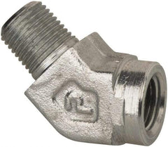 Parker - 1/4 Male Thread x 1/4 Female Thread, Zinc Plated Steel Industrial Pipe 45° Street Elbow - MNPTF x FNPTF, 5,000 psi - Eagle Tool & Supply