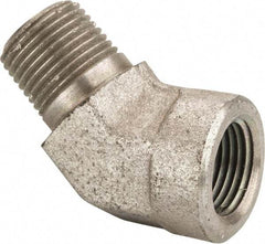 Parker - 3/8 Male Thread x 3/8 Female Thread, Zinc Plated Steel Industrial Pipe 45° Street Elbow - MNPTF x FNPTF, 4,500 psi - Eagle Tool & Supply