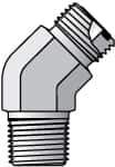 Parker - 3/8" OD, Steel Zinc Plated Male 45° Elbow - 6,000 Max Working psi, O-Ring Face Seal/NPTF Ends - Eagle Tool & Supply