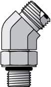 Parker - 1/2" OD, Steel Zinc Plated Male 45° Elbow - 6,000 Max Working psi, O-Ring Face Seal/SAE-ORB Ends - Eagle Tool & Supply