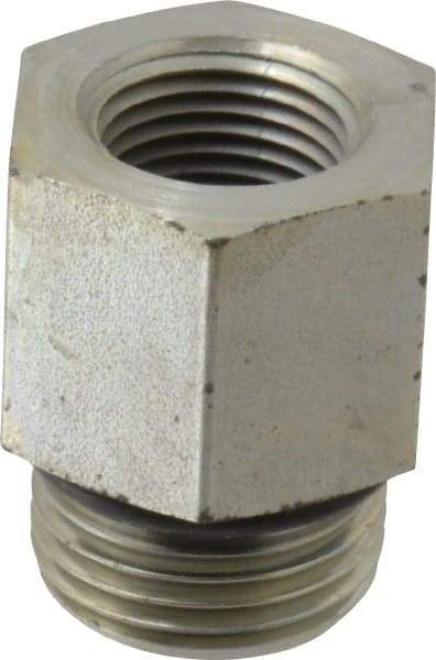 Parker - 7/8-14 Male Thread x 3/8 Female Thread, Zinc Plated Steel Industrial Pipe Adapter - Male Straight Thread O-Ring x Female NPTF, 5,000 psi - Eagle Tool & Supply