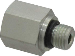 Parker - 7/16-20 Male Thread x 1/4 Female Thread, Zinc Plated Steel Industrial Pipe Adapter - Male Straight Thread O-Ring x Female NPTF, 6,000 psi - Eagle Tool & Supply