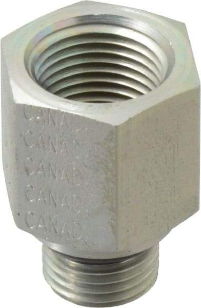 Parker - 9/16-18 Male Thread x 3/8 Female Thread, Zinc Plated Steel Industrial Pipe Adapter - Male Straight Thread O-Ring x Female NPTF, 6,000 psi - Eagle Tool & Supply