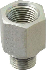 Parker - 9/16-18 Male Thread x 3/8 Female Thread, Zinc Plated Steel Industrial Pipe Adapter - Male Straight Thread O-Ring x Female NPTF, 6,000 psi - Eagle Tool & Supply