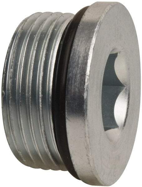 Parker - 1-5/16 - 12 Male Thread, Zinc Plated Steel Industrial Pipe Hex Socket Plug - Male Straight Thread O-Ring, 5,500 psi - Eagle Tool & Supply
