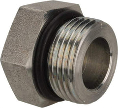 Parker - 1-3/16 - 12 Male Thread, Zinc Plated Steel Industrial Pipe Hex Head Plug - Male Straight Thread O-Ring, 5,500 psi - Eagle Tool & Supply