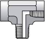 Parker - 1 Male Thread x 1 Female Thread, Zinc Plated Steel Industrial Pipe Male Branch Tee - MNPTF x FNPTF, 1,800 psi - Eagle Tool & Supply