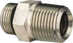 Parker - 3/4-16 x 1/2 Male Thread, Zinc Plated Steel Industrial Pipe Adapter - Male Straight Thread O-Ring x Male NPTF, 6,000 psi - Eagle Tool & Supply