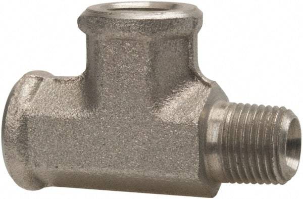Parker - 1/8 Male Thread x 1/8 Female Thread, Zinc Plated Steel Industrial Pipe Street Tee - MNPTF x FNPTF, 5,000 psi - Eagle Tool & Supply