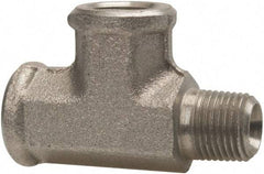 Parker - 1/8 Male Thread x 1/8 Female Thread, Zinc Plated Steel Industrial Pipe Street Tee - MNPTF x FNPTF, 5,000 psi - Eagle Tool & Supply