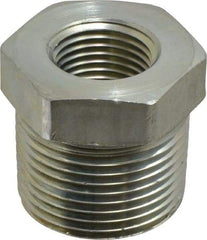 Parker - 1 Male Thread x 1/2 Female Thread, Zinc Plated Steel Industrial Pipe Hex Bushing - MNPTF x FNPTF, 4,500 psi - Eagle Tool & Supply
