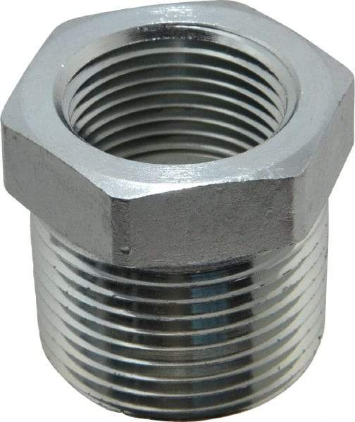 Parker - 1 Male Thread x 3/4 Female Thread, Zinc Plated Steel Industrial Pipe Hex Bushing - MNPTF x FNPTF, 4,000 psi - Eagle Tool & Supply