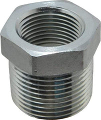 Parker - 1 Male Thread x 3/4 Female Thread, Zinc Plated Steel Industrial Pipe Hex Bushing - MNPTF x FNPTF, 4,000 psi - Eagle Tool & Supply