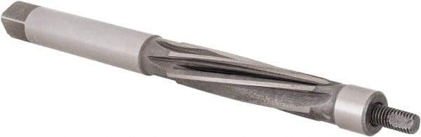 Made in USA - 7/16" Reamer Diam, Straight Shank, 1-3/4" Flute Length, Hand Expansion Reamer - Spiral Flute, 4-1/2" OAL, Left Hand Spiral, Right Hand Cut, 6 Flutes, High Speed Steel - Eagle Tool & Supply