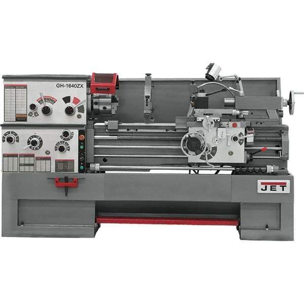 Jet - 16" Swing, 40" Between Centers, 230 Volt, Triple Phase Engine Lathe - 7MT Taper, 7-1/2 hp, 25 to 1,800 RPM, 3-1/8" Bore Diam, 40" Deep x 47" High x 116-1/2" Long - Eagle Tool & Supply