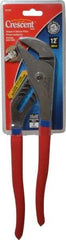 Crescent - 12" OAL, 2-1/2" Max Capacity, 8 Position Groove Joint Tongue & Groove Pliers - Straight Jaws, Straight Head, Plastic Cushion Handles - Eagle Tool & Supply