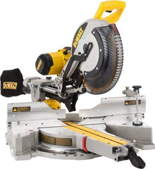 DeWALT - 15 Amp, 120 Volt, 3,800 RPM, 49° Left & Right Double Bevel Sliding Miter Saw - 5/8 or 1" Arbor, 12" Blade Diam - Eagle Tool & Supply