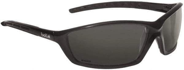 bolle SAFETY - Gray Lenses, Framed Safety Glasses - Scratch Resistant, Black Polycarbonate/Thermoplastic Rubber Frame, Wrap Around - Eagle Tool & Supply