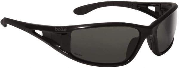 bolle SAFETY - Polarized Gray Lenses, Framed Safety Glasses - Scratch Resistant, Black Nylon Frame, Wrap Around - Eagle Tool & Supply