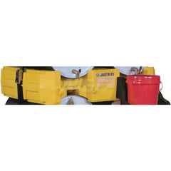 Justrite - Drum Dispensing & Collection Workstations; Number of Drums: 2 ; Storage Direction: Horizontal ; Sump Capacity (Gal.): 55.00 ; Height (Inch): 12 ; Length (Decimal Inch): 46.0000 ; Width (Inch): 49 - Exact Industrial Supply