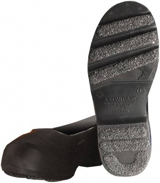 Winter Walking - Men's 10-11.5 (Women's 12-13.5) Traction Overshoes - 10" High, Plain Toe, Nonslip Sole, PVC Upper, Black - Eagle Tool & Supply