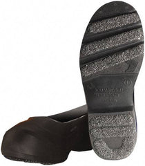 Winter Walking - Men's 10-11.5 (Women's 12-13.5) Traction Overshoes - 10" High, Plain Toe, Nonslip Sole, PVC Upper, Black - Eagle Tool & Supply