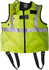 Gemtor - 350 Lb Capacity, Size XL, High Visibility Vest Safety Harness - Polyester, Quick Connect Leg Strap, Pass-Thru Chest Strap, Yellow - Eagle Tool & Supply