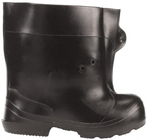 Winter Walking - Men's 12-13.5 Traction Overshoes - 10" High, Plain Toe, Nonslip Sole, PVC Upper, Black - Eagle Tool & Supply