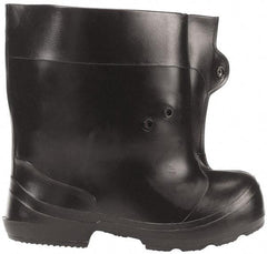 Winter Walking - Men's 7.5-9.5 (Women's 9-11.5) Traction Overshoes - 10" High, Plain Toe, Nonslip Sole, PVC Upper, Black - Eagle Tool & Supply