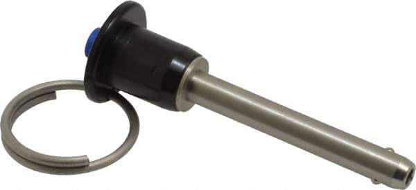 Gibraltar - 1/4" Diam, 1-1/2" Usable Length, Button Handle, Quick Release Pin - Grade 304 Stainless Steel, Bright Finish - Eagle Tool & Supply