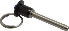 Gibraltar - 1/4" Diam, 1-1/2" Usable Length, Button Handle, Quick Release Pin - Grade 304 Stainless Steel, Bright Finish - Eagle Tool & Supply