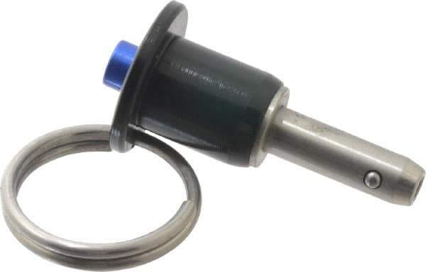 Gibraltar - 1/4" Diam, 1/2" Usable Length, Button Handle, Quick Release Pin - Grade 304 Stainless Steel, Bright Finish - Eagle Tool & Supply