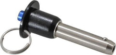 Gibraltar - 1/2" Diam, 1-1/2" Usable Length, Button Handle, Quick Release Pin - Grade 304 Stainless Steel, Bright Finish - Eagle Tool & Supply