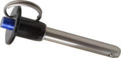 Gibraltar - 3/8" Diam, 2" Usable Length, Button Handle, Quick Release Pin - Grade 304 Stainless Steel, Bright Finish - Eagle Tool & Supply