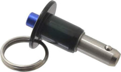 Gibraltar - 3/8" Diam, 1/2" Usable Length, Button Handle, Quick Release Pin - Grade 304 Stainless Steel, Bright Finish - Eagle Tool & Supply