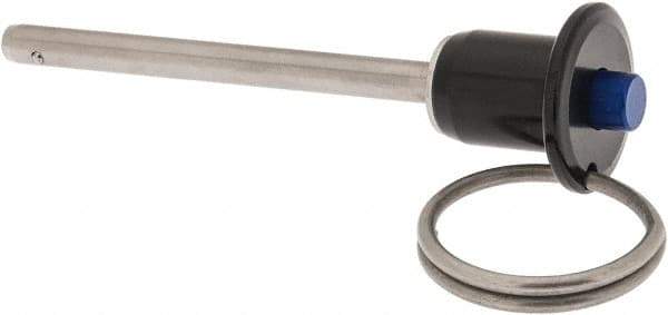 Gibraltar - 3/16" Diam, 2" Usable Length, Button Handle, Quick Release Pin - Grade 17-4 Stainless Steel, Bright Finish - Eagle Tool & Supply