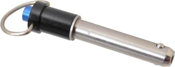 Gibraltar - 3/8" Diam, 1-1/2" Usable Length, Ring Handle, Quick Release Pin - Grade 17-4 Stainless Steel, Bright Finish - Eagle Tool & Supply