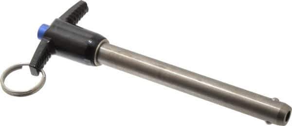 Gibraltar - 1/2" Diam, 4" Usable Length, T Handle, Quick Release Pin - Grade 17-4 Stainless Steel, Bright Finish - Eagle Tool & Supply