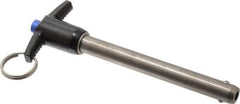 Gibraltar - 1/2" Diam, 4" Usable Length, T Handle, Quick Release Pin - Grade 17-4 Stainless Steel, Bright Finish - Eagle Tool & Supply