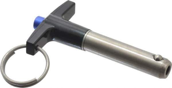 Gibraltar - 7/16" Diam, 1-1/2" Usable Length, T Handle, Quick Release Pin - Grade 17-4 Stainless Steel, Bright Finish - Eagle Tool & Supply