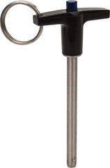 Gibraltar - 1/4" Diam, 2-1/2" Usable Length, T Handle, Quick Release Pin - Grade 17-4 Stainless Steel, Bright Finish - Eagle Tool & Supply