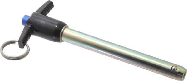 Gibraltar - 1/2" Diam, 4" Usable Length, T Handle, Quick Release Pin - Grade 4130 Steel, Zinc-Plated Finish - Eagle Tool & Supply