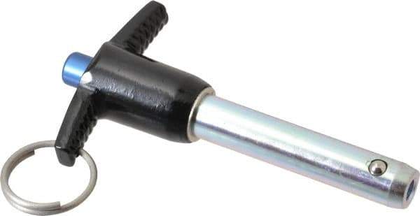 Gibraltar - 1/2" Diam, 2" Usable Length, T Handle, Quick Release Pin - Grade 4130 Steel, Zinc-Plated Finish - Eagle Tool & Supply